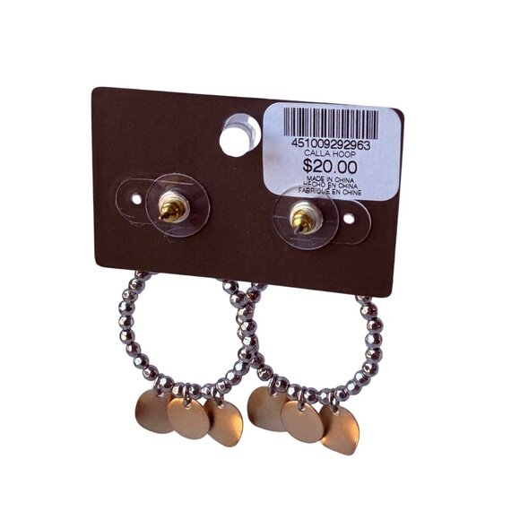 Vtg 1990s Chico’s Pearl Chain Drop Earrings Sparkle Textured Metal Ball Accents - Picture 3 of 14